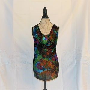 Lane Bryant Floral Sleeveless Draped Neck Blouse